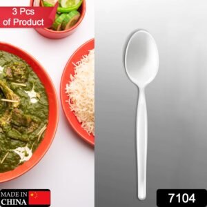 7104 White Spoon Plastic For Home & Restaurant Use ( 3 Pcs )