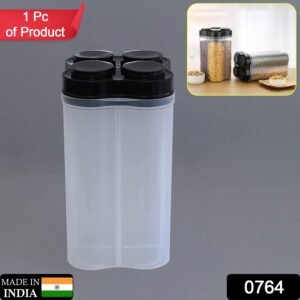 0764 Airtight Transparent Plastic Food Storage 4 Section Lock Container