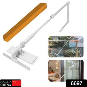 6697 Cleaning Brush with Squeegee Adjustable Telescopic Pole U Shape Can Clean Both Sides of Mirror Easily for Cleaning Home Kitchen Restaurant Glass Wall Window
