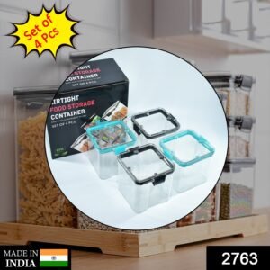 2763 4 Pc Square Container 700 Ml Used For Storing Types Of Food Stuffs And Items.