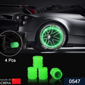 0547 Tyre Valve Caps Luminous Glow Car Tire Air Stem Valve Cap Covers ( 4 Pcs )