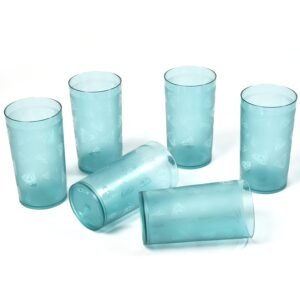 7142 Round Plastic Water Glass Juice Beer Wine Plastic Unbreakable Transparent Glass Set ( 300ml 6pc )