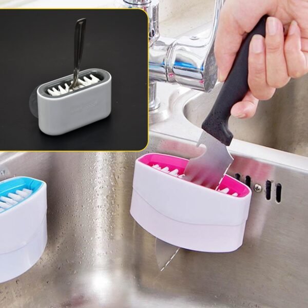 6694 Detachable Cutlery Brush Cleaner Fork Spoon Sink Scrubber ( 1 pcs)
