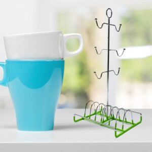 5147 Metal Tea/Coffee Cup/Mug/Plate Holder Stand Hanger Organizer For Kitchen