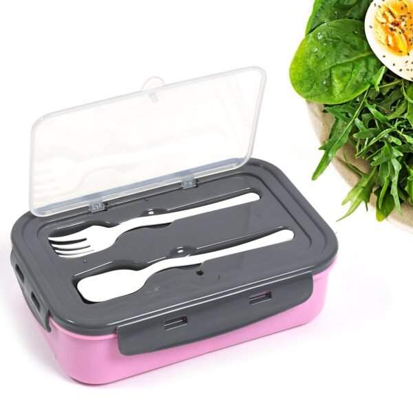 2809b LUNCH BOX 3 COMPARTMENT PLASTIC LINER LUNCH CONTAINER, PORTABLE TABLEWARE SET FOR OFFICE , SCHOOL & HOME USE