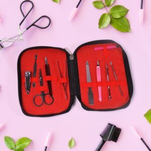 1268  Manicure Pedicure Kit Steel Kit Stainless Steel Manicure Kit Professional Grooming Care Tools For Men & Women Care (10 tool )