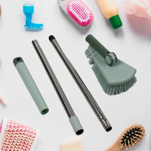 7878 Retractable Long Handle rotatable Floor Brush, with Sturdy Rotating Head, with Removable Triangular Head Cleaning Brush, Suitable for Home Bathroom and Kitchen.