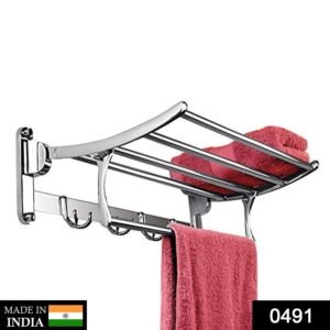 0491 Stainless Steel Folding Towel Rack Cum Towel Bar 18 Inch
