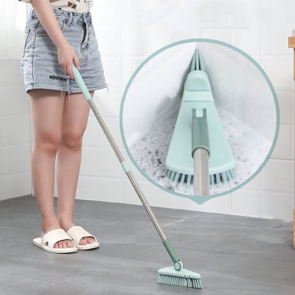 7878 Retractable Long Handle rotatable Floor Brush, with Sturdy Rotating Head, with Removable Triangular Head Cleaning Brush, Suitable for Home Bathroom and Kitchen.