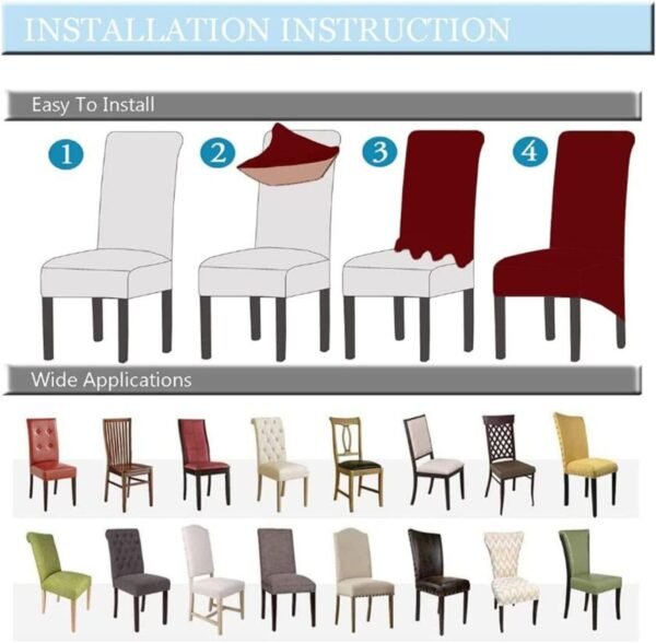7691 Elastic Chair Cover Dining Chair Covers Set of 2 Stretchable , Washable Cover For Homes Chair Use