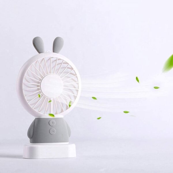 7633 Mini Portable Fan USB Rechargeable Handheld Rabbit Style Color Changing LED Light Pocket Desk Light Fan