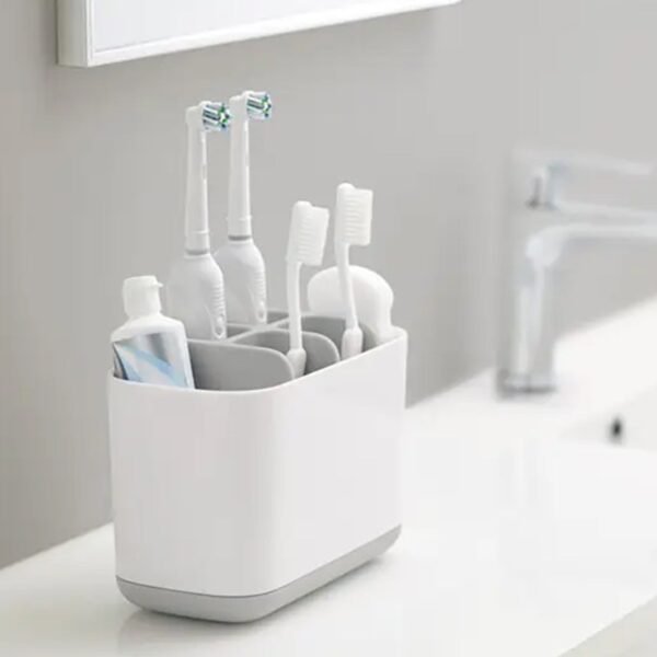 7698 Toothbrush Holder Stand Bathroom Storage Organizer Caddy For Toothpaste, Tongue Cleaner, Toiletry, and Razor Shaving Kit Holder