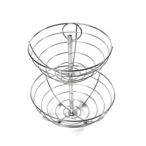 5224  2 Tier Steel Fruit Basket Bowl Fruit Bread Organizer Storage Holder Stand with Modern Design for Gift Home Party
