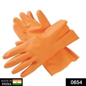 0654 - Cut Glove Reusable Rubber Hand Gloves (Orange) - 1 pc