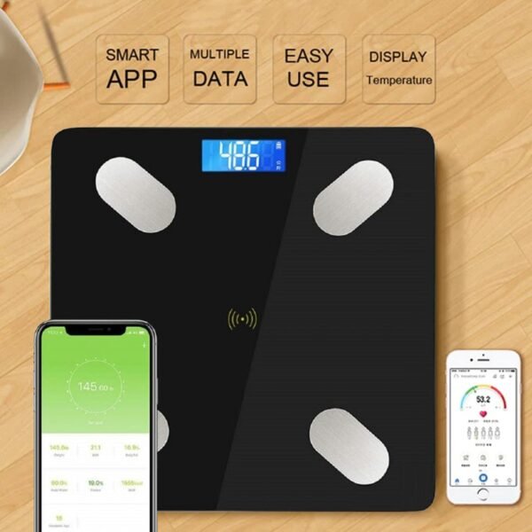 6327 Bluetooth Bathroom Scale, Bluetooth Body Fat Scale Digital Smart Body Weight Scale iOS and Android App to Manage Body Weight, Body Fat, Water, Muscle Mass, BMI, BMR, Bone Mass and Visceral Fat with BMI Scale