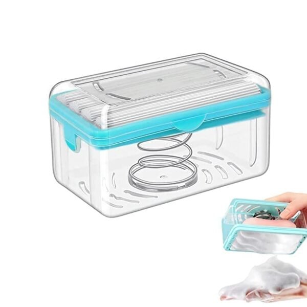 6296B 2-in-1 Portable Soap Roller Dish & Soap Dispenser with Roller and Drain Holes, Multifunctional Soap Holder Foaming Soap Bar Box for Home, Kitchen, Bathroom
