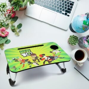 7695 Ben 10 Design Foldable Bed Study Table Portable Multifunction Laptop Table Lapdesk for Children Bed Foldable Table Work Office Home with Tablet Slot & Cup Holder