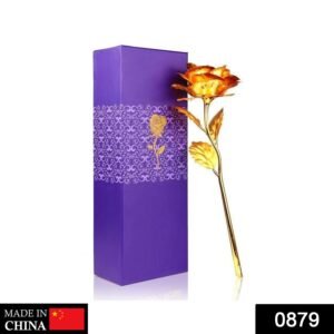 0879 24K Artificial Golden Rose/Gold Red Rose with Gift Box (10 inches)