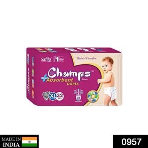 0957 Premium Champs High Absorbent Pant Style Diaper Extra Large(XL) Size, 46 Pieces (957_XLarge_46) Champs