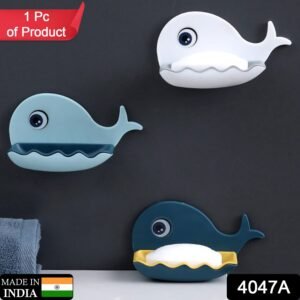4047A Fish Shape Double Layer Adhesive Waterproof Wall Mounted Soap Bar Holder Stand Rack for Bathroom Shower Wall Kitchen