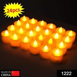1222  Festival Decorative - LED Yellow Tealight Candles (White, 24 Pcs)
