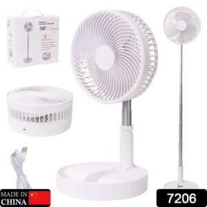 7206 TELESCOPIC ELECTRIC DESKTOP FAN, HEIGHT ADJUSTABLE, FOLDABLE & PORTABLE FOR TRAVEL/CARRY | SILENT TABLE TOP PERSONAL FAN FOR BEDSIDE, OFFICE TABLE