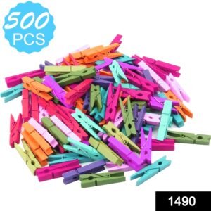 1490 Multipurpose Wooden Clips /Cloth Pegs (Large, 500 Pcs)
