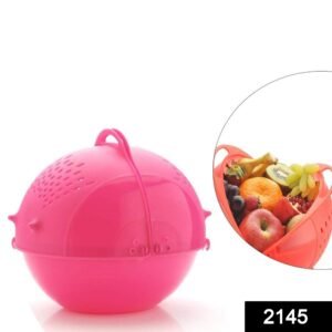 2145 Plastic Revolving Multi Functional Rice, Vegetable Fruit Wash Basket Bowl (Multi Colour)