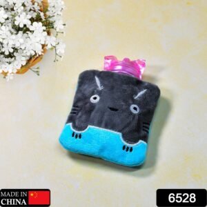 6528 Grey Cat Print small Hot Water Bag with Cover for Pain Relief, Neck, Shoulder Pain and Hand, Feet Warmer, Menstrual Cramps.
