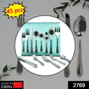 2769 45Pc Stainless steel Flatware Set Used For Dinner, Breakfast And Lunch Purposes In All Kinds Of Places.