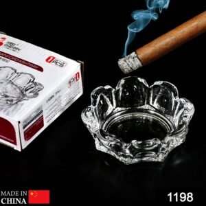 1198 Sanford Cigar Cigarette Ashtray Round Tabletop for Home Office Indoor Outdoor Home Decor, Crystal Glass