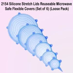 2154 Silicone Stretch Lids Reuseable Microwave Safe Flexible Covers (Set of 6) (Loose Pack)
