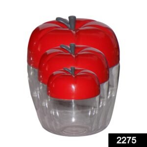 2275 Apple Shape Plastic Container 3-Pcs Set (1500ml,800ml,500ml)