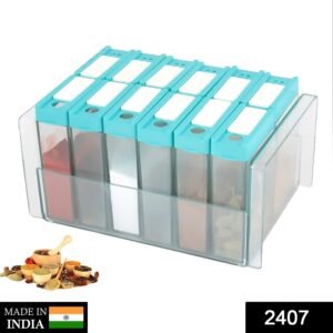 2407 Plastic Spice Jars Dispenser Masala Rack Easy Flow Storage