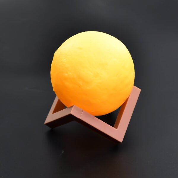 6273 Moon Night Lamp Yellow Color with Wooden Stand Night Lamp for Bedroom