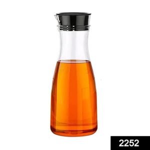 2252 1 Litre Water Juice Milk Jug with Lid Transparent (Multi Colour)