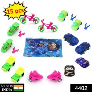 4402 Toys for Kids Friction Powered Vehicle Toy for Baby Push & Go Toys Combo Set for Boys & Girls ( Pack of 15)