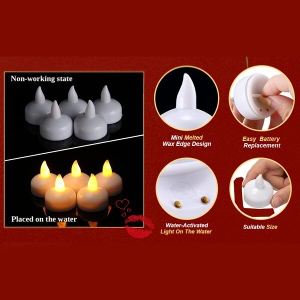 6433 Set of 8Pcs With transparent box. Flameless Floating Candles Battery Operated Tea Lights Tealight Candle - Decorative, Wedding.