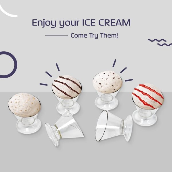 5296 Modern Style Dessert & ICE Cream Bowl Plastic 6pcs For Home , Office & Party Use