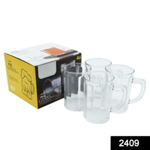 2409 Unbreakable Drinking Plastic Type Glass Set, Beer Mug, Set of 4 PCs, Transparent