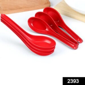 2393 Microwave Safe, Unbreakable, Colorful Soup/Dessert Spoons, Food Grade Set of 6 Pcs,(Bowl not included)
