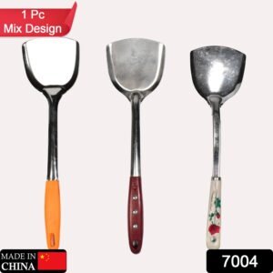 7004 Stainless Steel Pot Shovel Kitchenware Colander Spatula Porridge Spoon Stainless Steel Spoon Household Kitchen Spatula (1Pc )