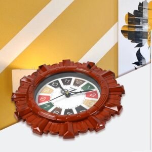 4918 Wooden Look Designer Wall Clock Plastic Decorative Latest Wall Clock Battery Operated Round Easy to Read for Room/Home/Kitchen/Bedroom/Office/School