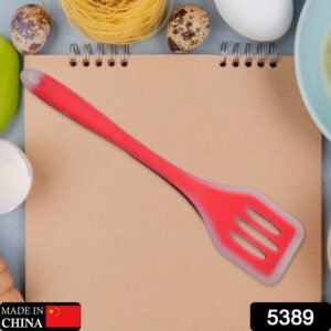 5389 Silicone Turner Spatula/Slotted Spatula, High Heat Resistant , Hygienic One Piece Design, Non Stick Rubber Kitchen Utensil for Fish, Eggs, Pancakes, (RED)
