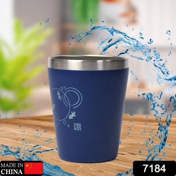 7184 Stainless Steel Drinking Glass for Water, Milk Tea Coffee Lassi Glass Tumbler  Premium Blue Glass